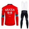Set Fietsshirt Lange Mouw + Lange Koersbroek 2024 Arkea-B B Hotels Rood